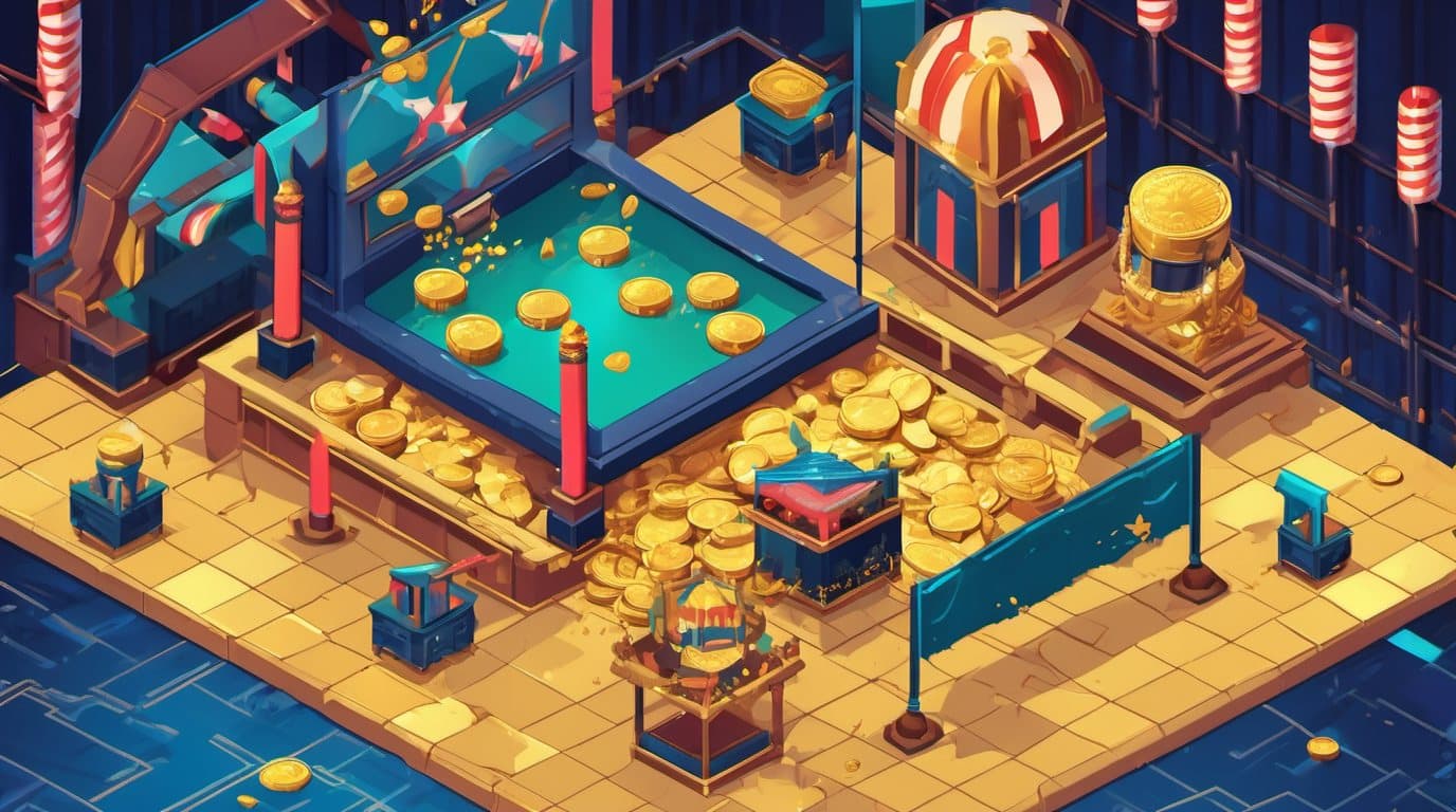 Dividend Drop key art — a golden portfolio cart catching falling coins while dodging a meme bomb