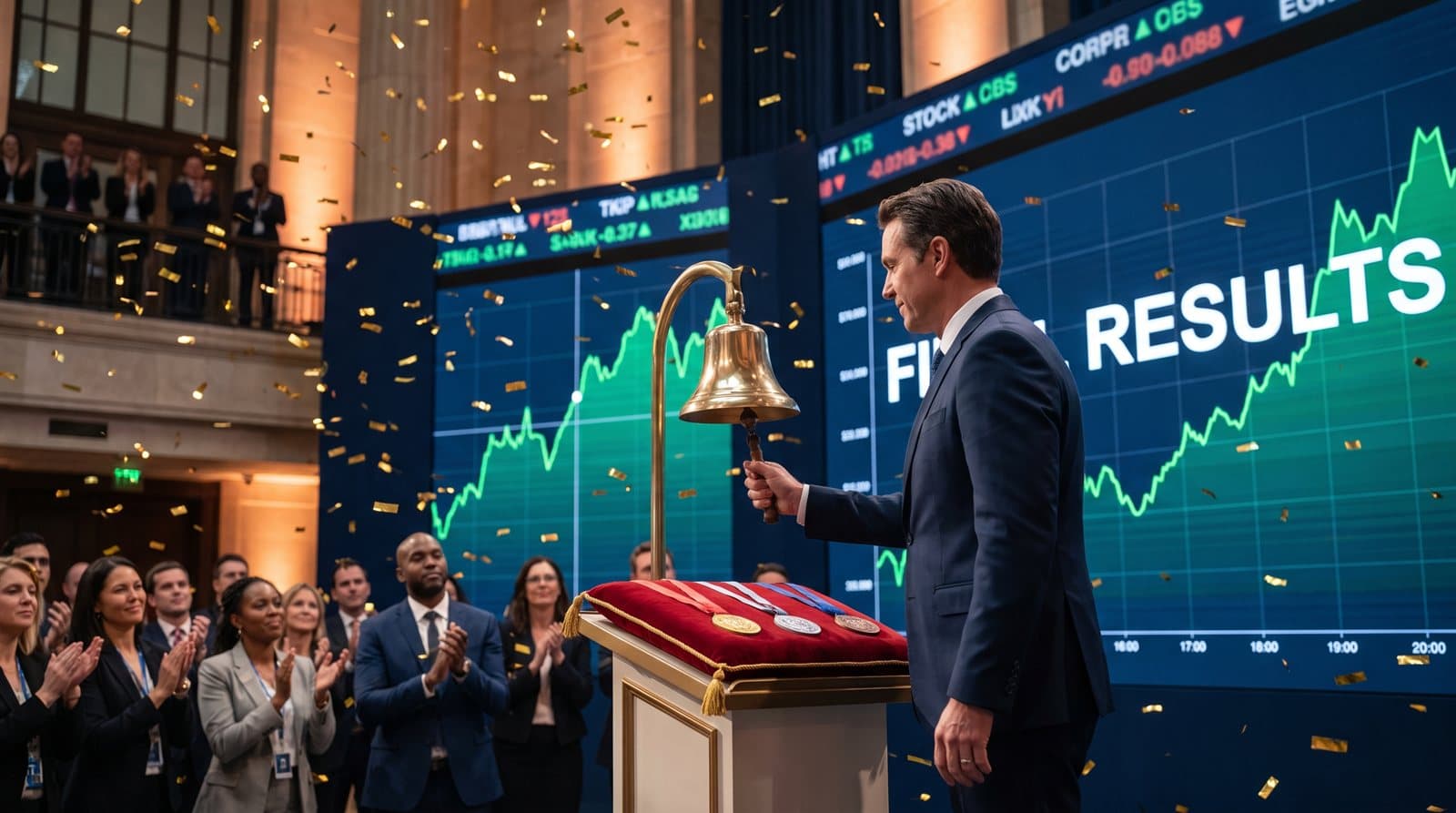 Closing bell results with medals, net worth sparklines and investing lessons learned